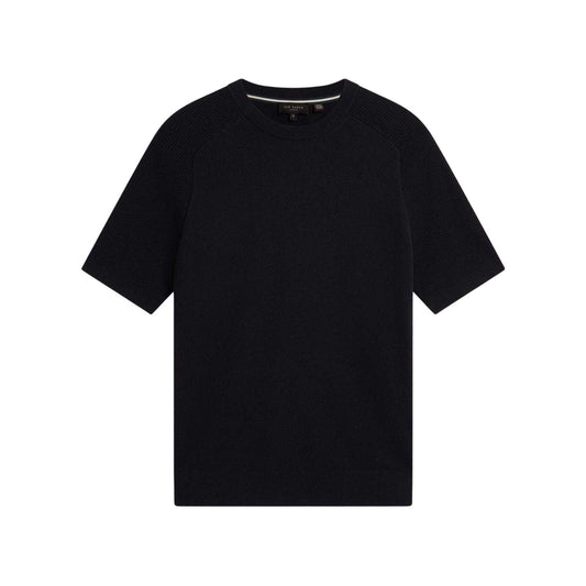 Navy - Front - Ted Baker Mens Torrent Wool Blend Ribbed Raglan T-Shirt