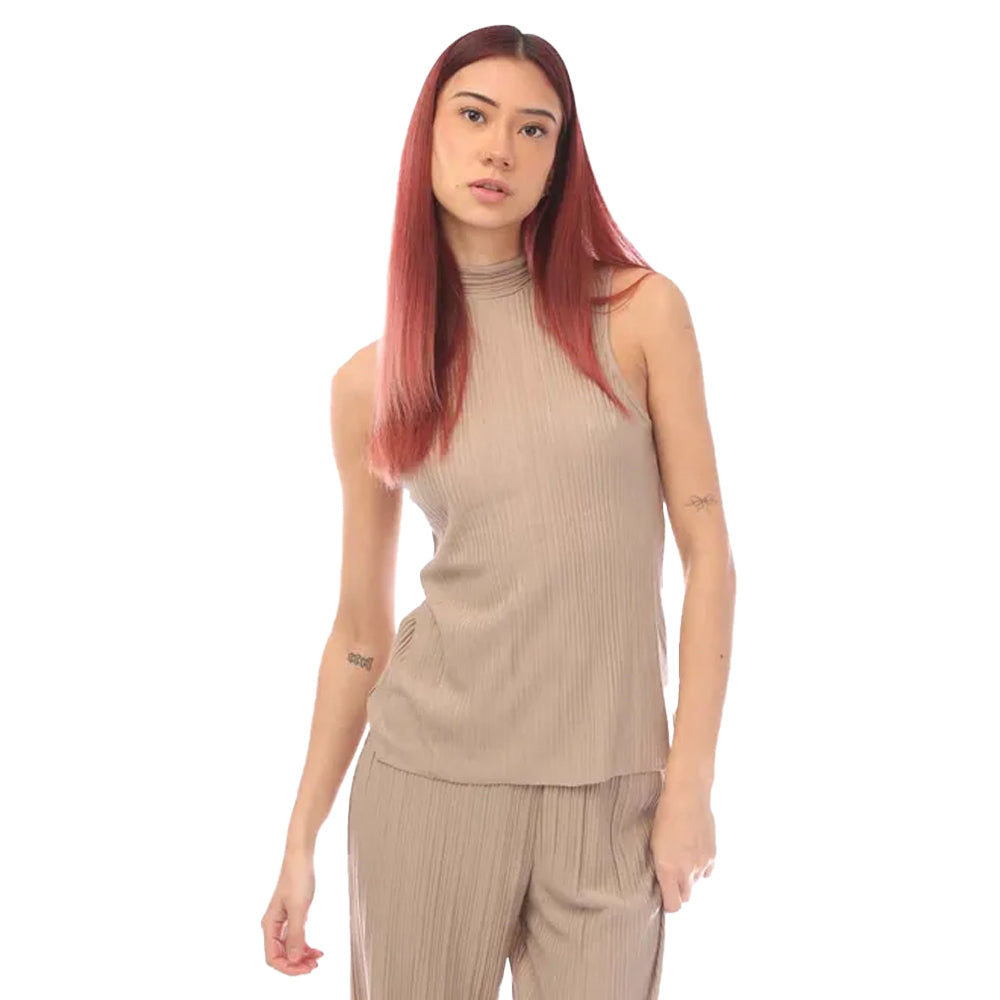 Mink - Front - Vero Moda Womens-Ladies Cira Plisse Tank Top