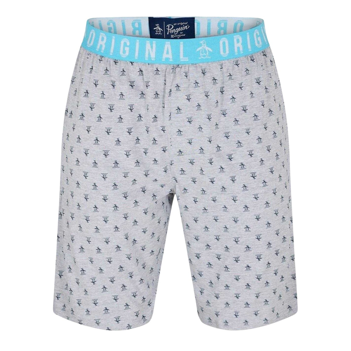 Grey - Front - Original Penguin Mens All Over Logo Pyjama Shorts