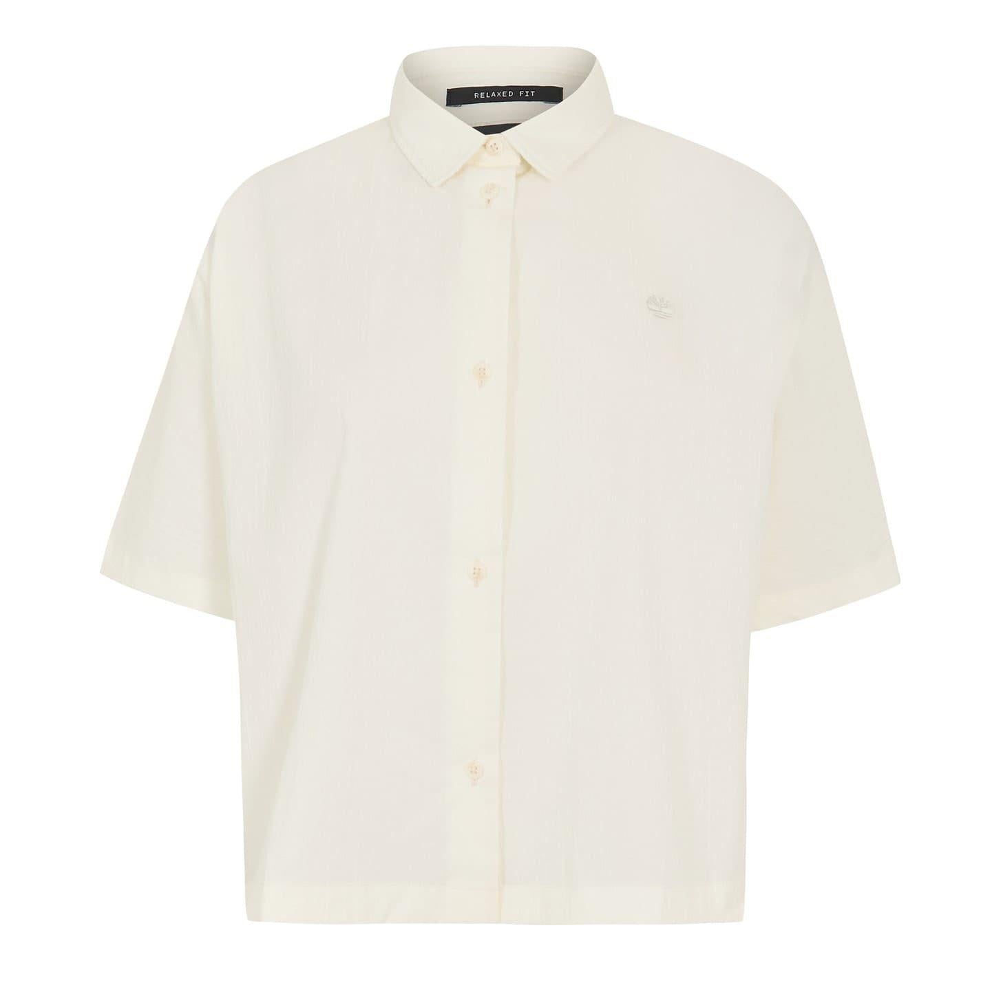 Vintage White - Front - Timberland Womens-Ladies Collared Relaxed Fit Short-Sleeved Shirt