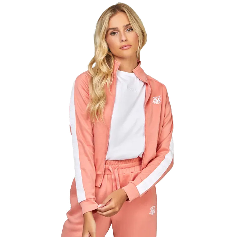 Coral - Front - SikSilk Womens-Ladies Tapered Track Top