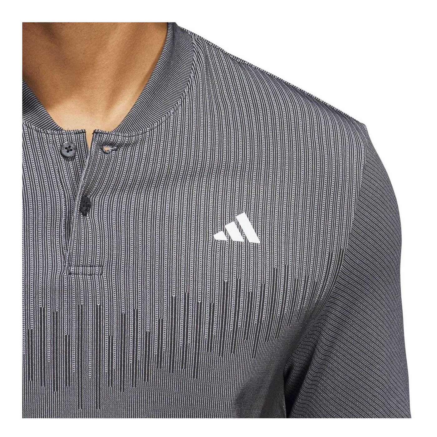 Black - Lifestyle - Adidas Mens Ultimate365 Tour PrimeKnit Performance Long-Sleeved Polo Shirt