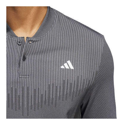 Black - Lifestyle - Adidas Mens Ultimate365 Tour PrimeKnit Performance Long-Sleeved Polo Shirt