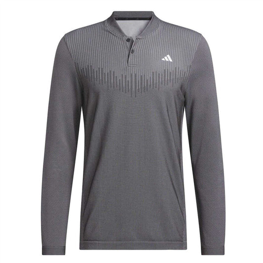 Black - Front - Adidas Mens Ultimate365 Tour PrimeKnit Performance Long-Sleeved Polo Shirt