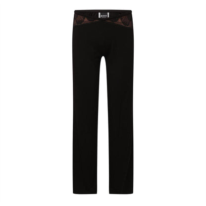 Black - Front - Boss Womens-Ladies Peony Straight Leg Pyjama Bottoms