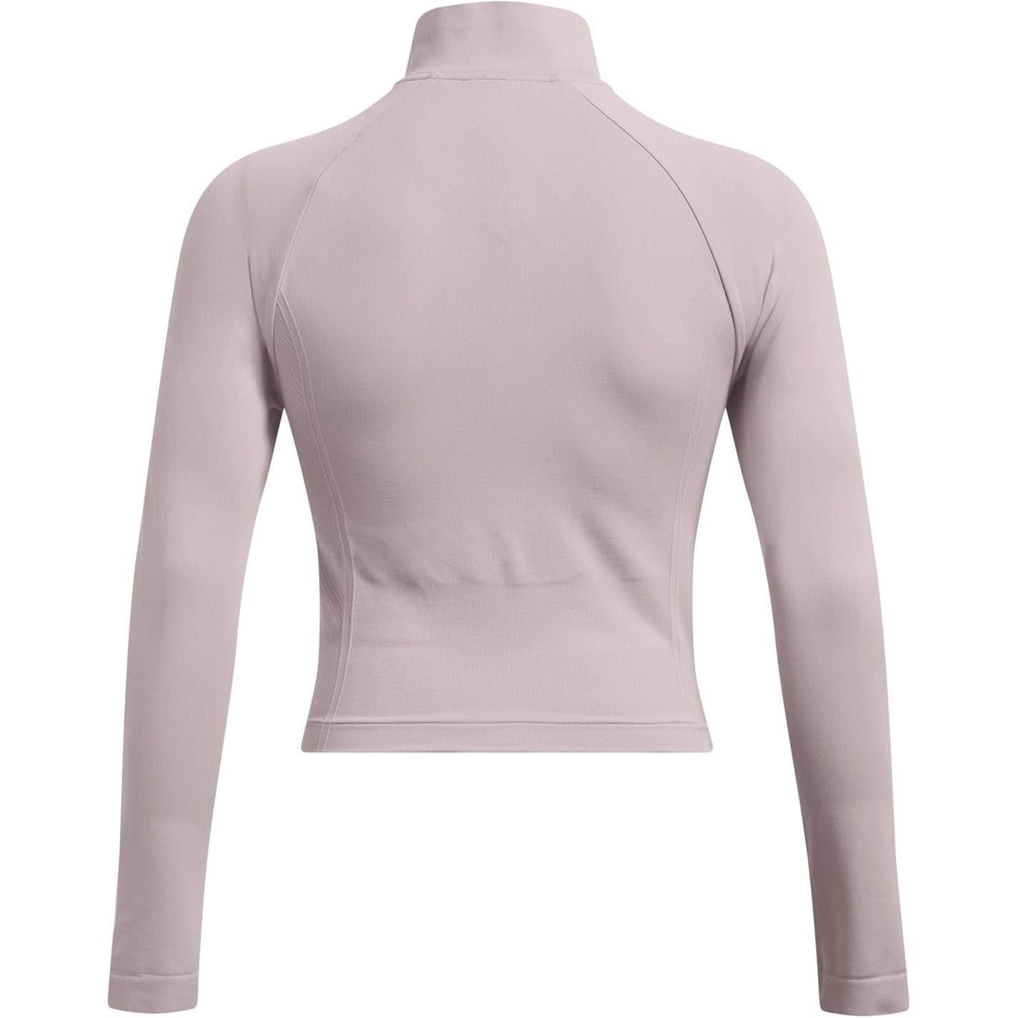 Grey - Back - Under Armour Womens-Ladies Cropped Track Top