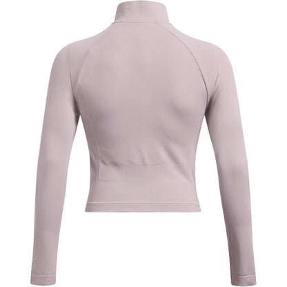Grey - Back - Under Armour Womens-Ladies Cropped Track Top