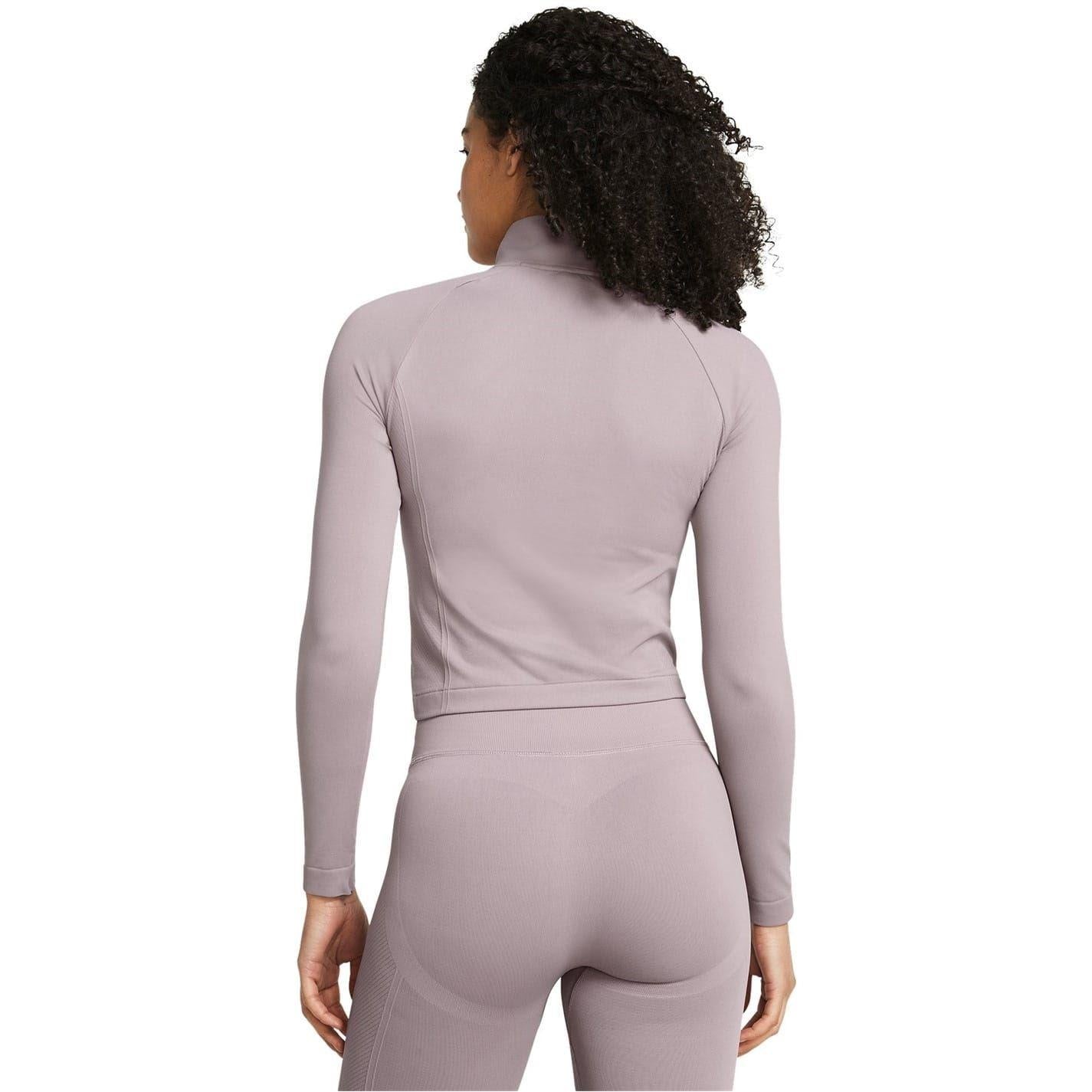 Grey - Pack Shot - Under Armour Womens-Ladies Cropped Track Top