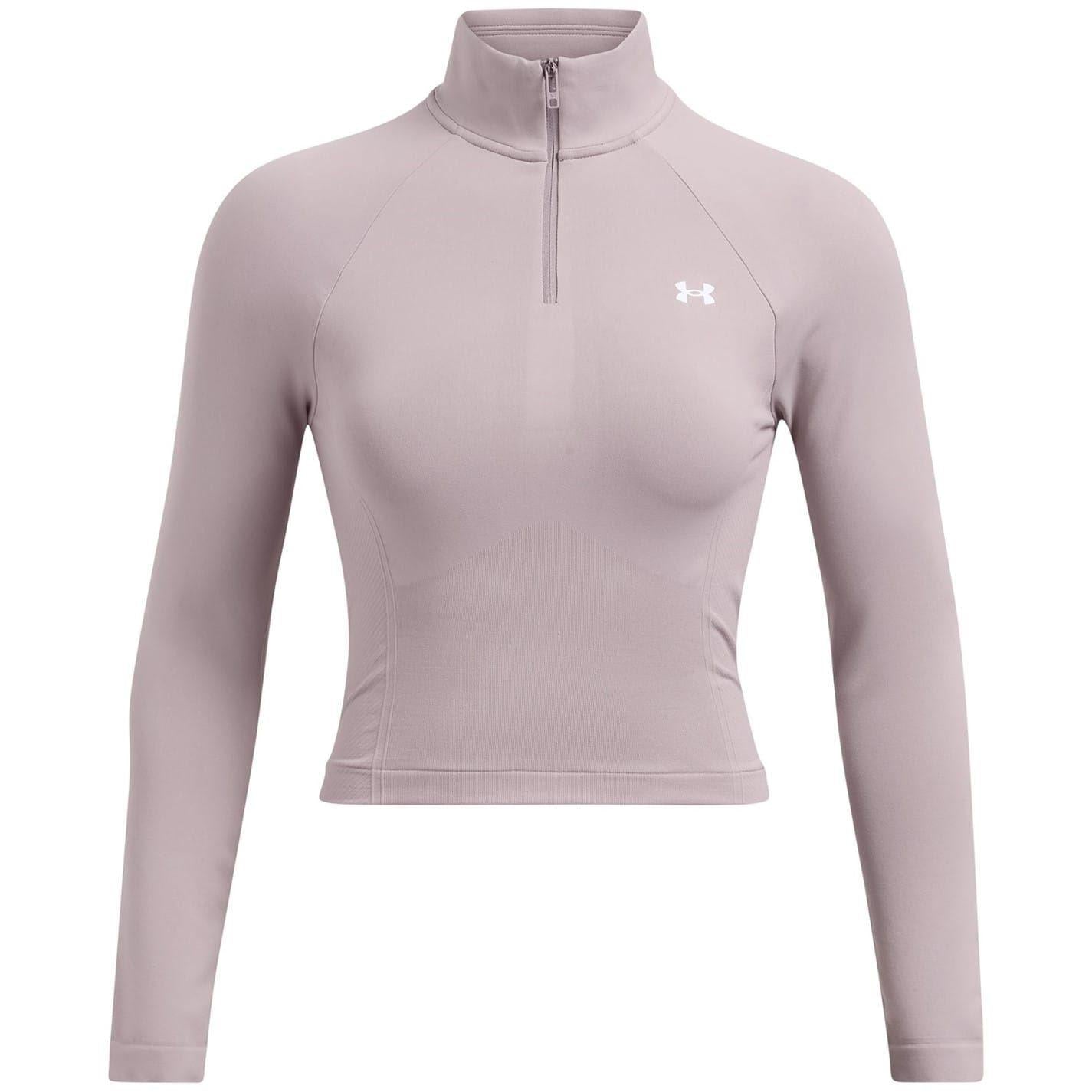 Grey - Front - Under Armour Womens-Ladies Cropped Track Top