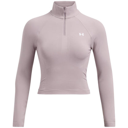 Grey - Front - Under Armour Womens-Ladies Cropped Track Top