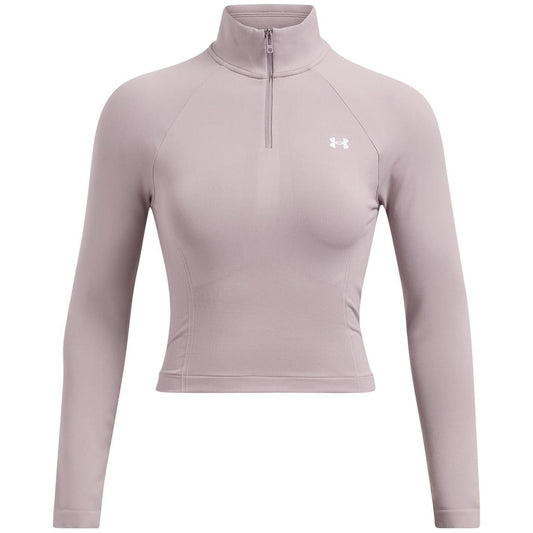 Grey - Front - Under Armour Womens-Ladies Cropped Track Top