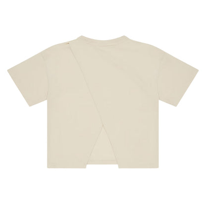 Beige - Back - Calvin Klein Childrens-Kids Badge Crew Neck T-Shirt