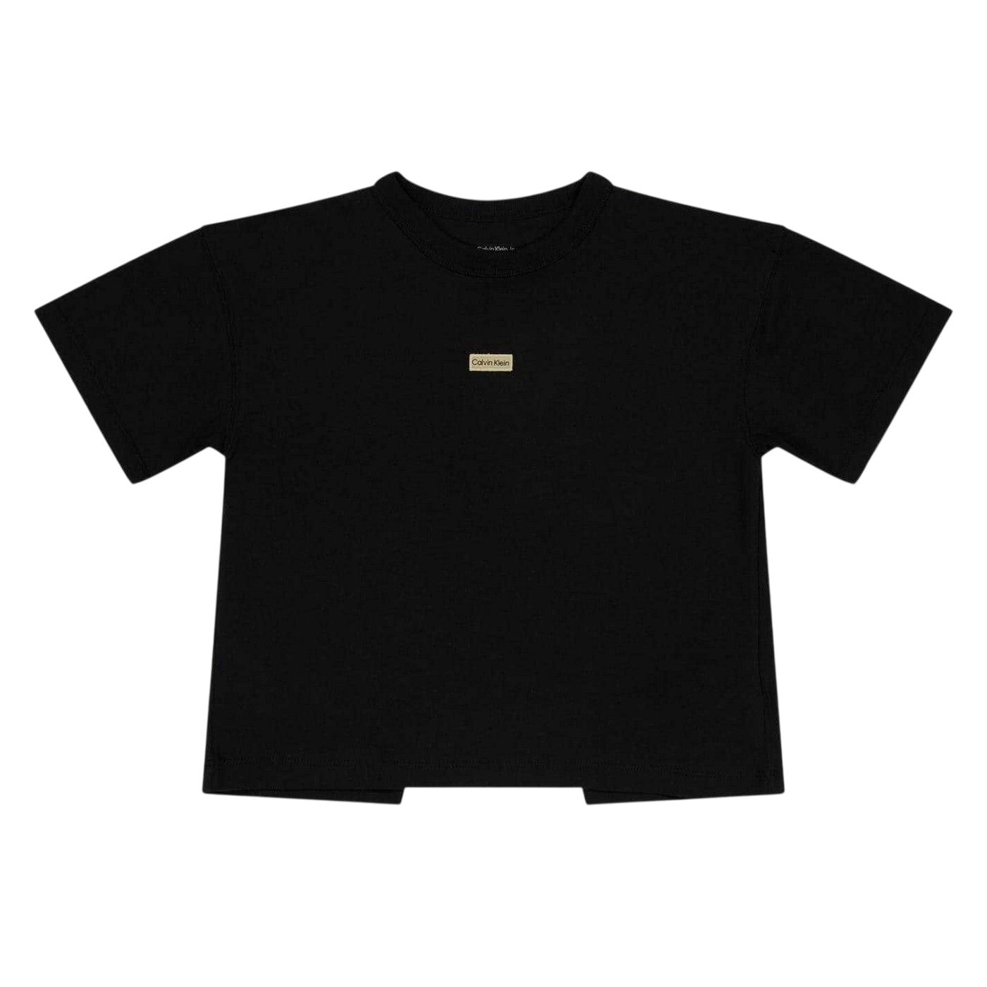 Black - Front - Calvin Klein Childrens-Kids Badge Crew Neck T-Shirt