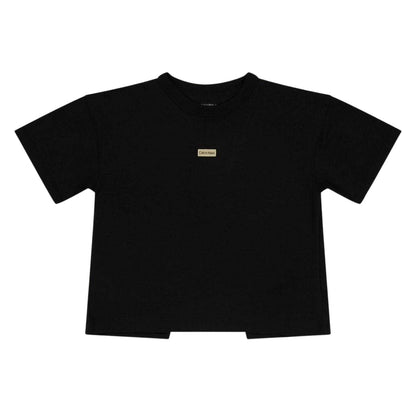 Black - Front - Calvin Klein Childrens-Kids Badge Crew Neck T-Shirt