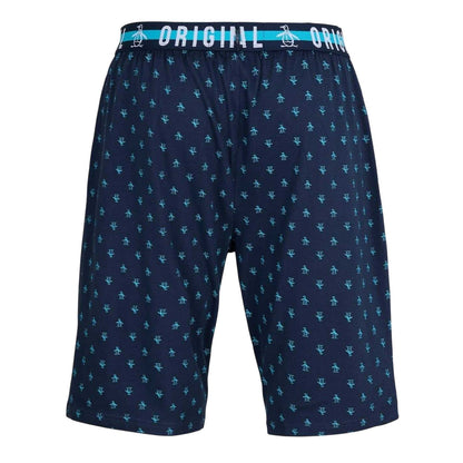 Blue - Back - Original Penguin Mens All-Over Print Pyjama Shorts