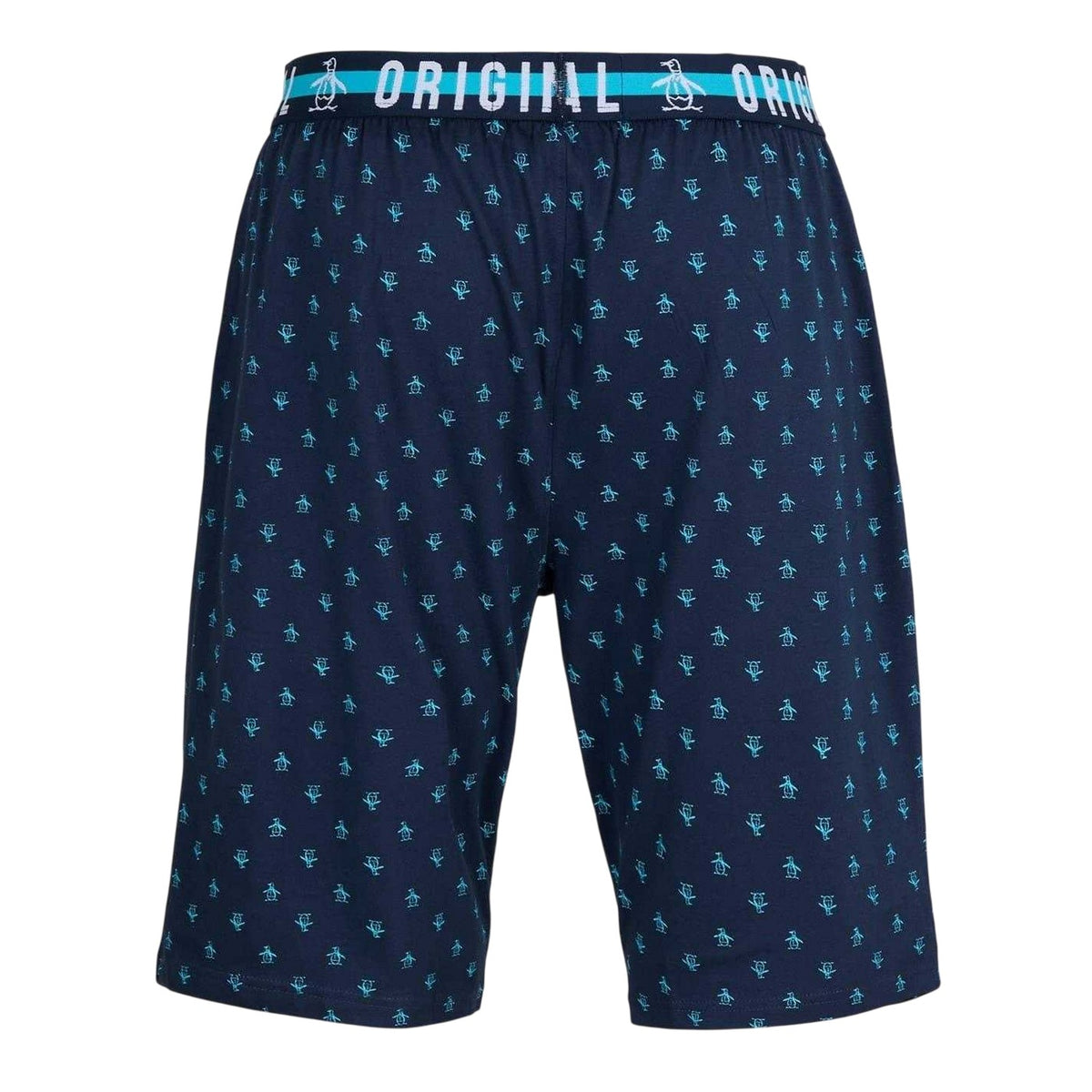 Blue - Back - Original Penguin Mens All-Over Print Pyjama Shorts