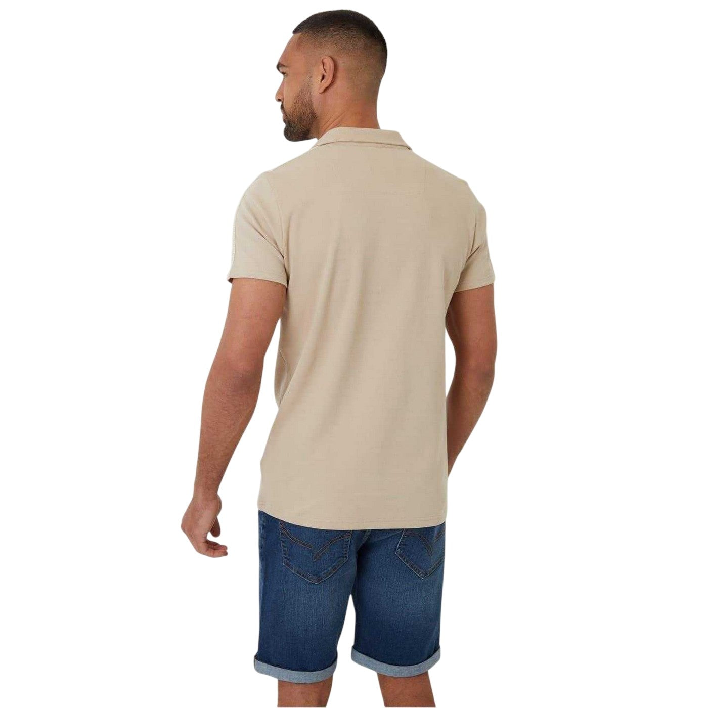 Stone - Back - Threadbare Mens Kirkby Polo Shirt