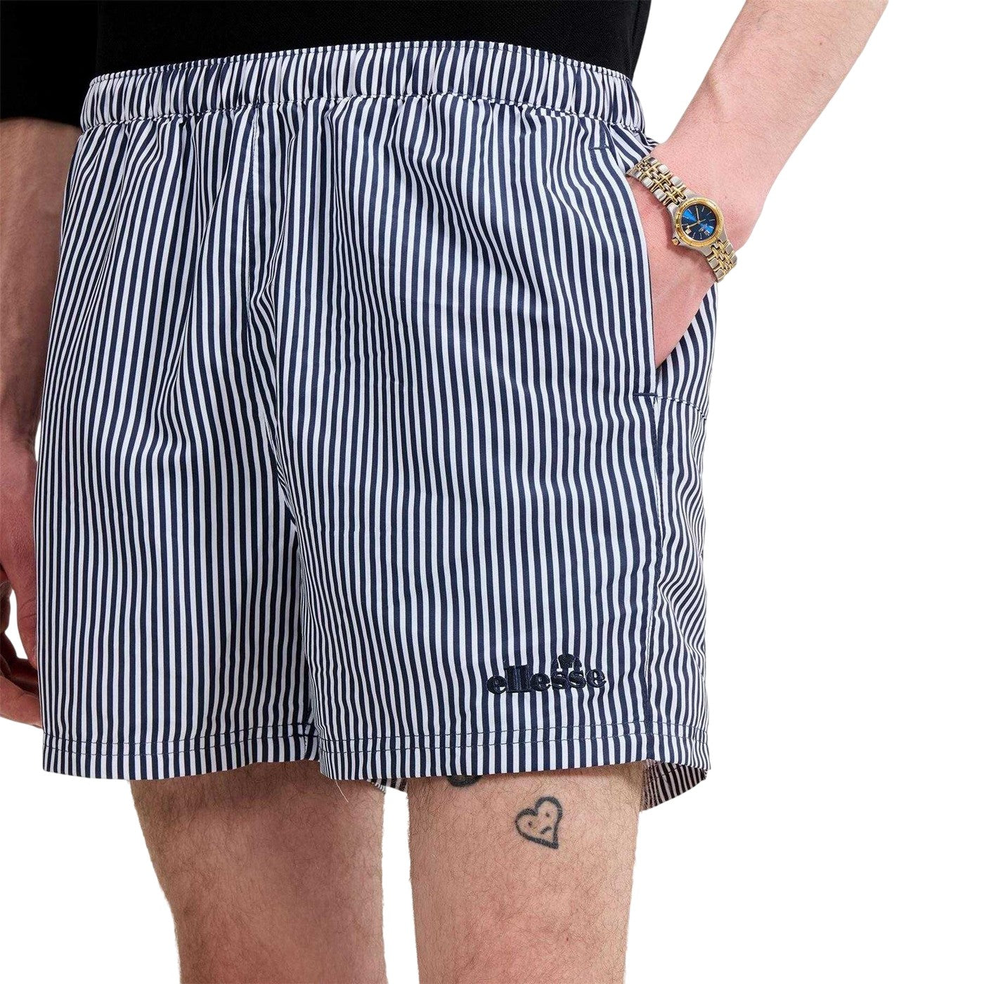 White-Navy - Side - Ellesse Mens Sylbio Swim Shorts