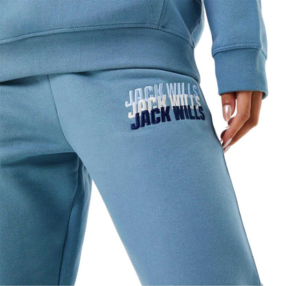 Shadow Blue - Side - Jack Wills Womens-Ladies Stacked Jogging Bottoms