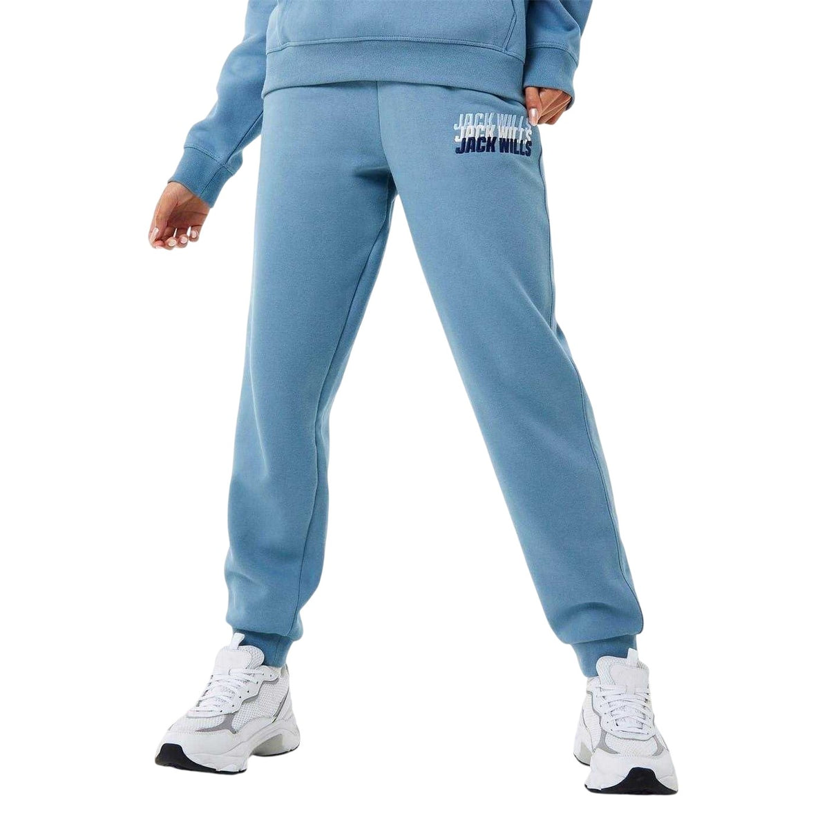Shadow Blue - Front - Jack Wills Womens-Ladies Stacked Jogging Bottoms