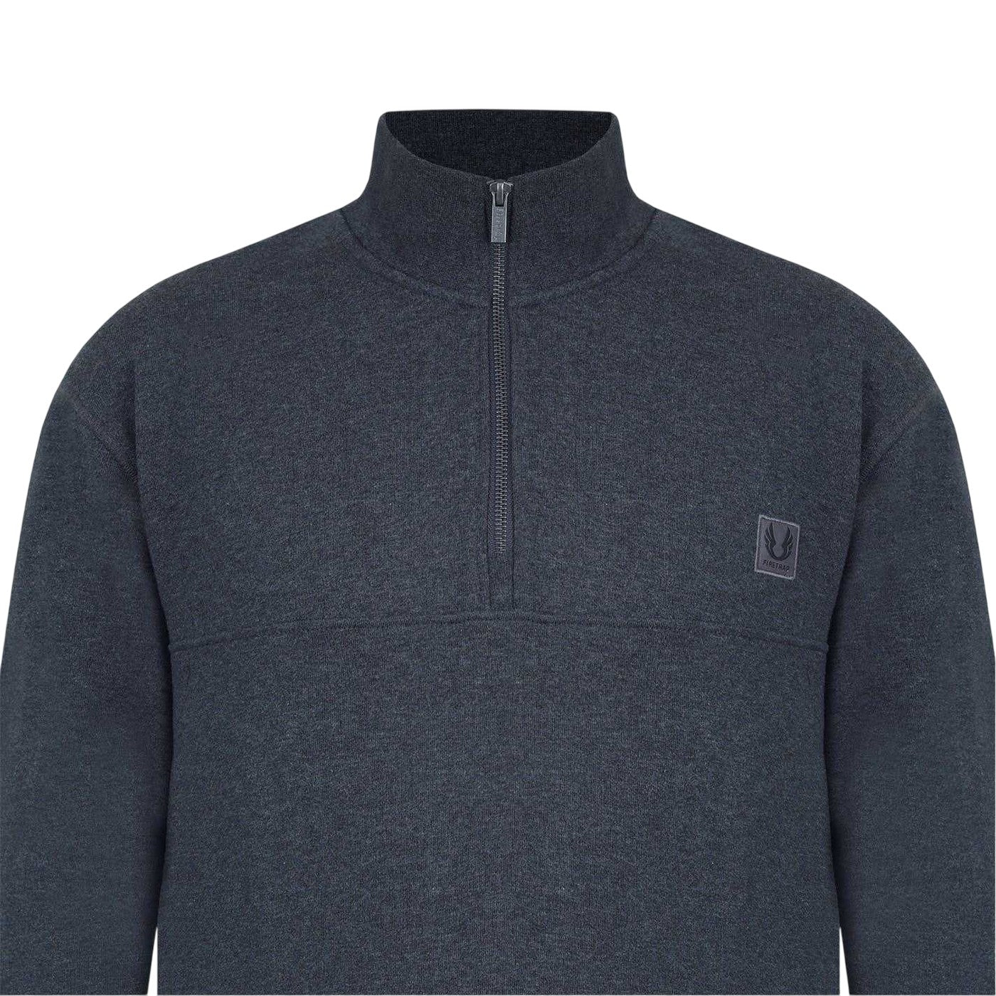 Charcoal Marl - Side - Firetrap Mens Zip Neck Long-Sleeved Sweatshirt