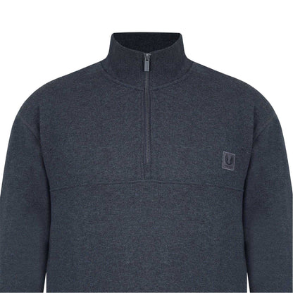 Charcoal Marl - Side - Firetrap Mens Zip Neck Long-Sleeved Sweatshirt