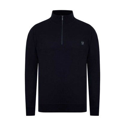 Black - Front - Firetrap Mens Zip Neck Long-Sleeved Sweatshirt