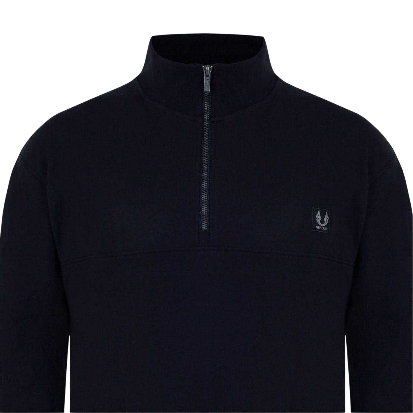 Black - Side - Firetrap Mens Zip Neck Long-Sleeved Sweatshirt