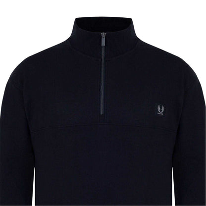 Black - Side - Firetrap Mens Zip Neck Long-Sleeved Sweatshirt