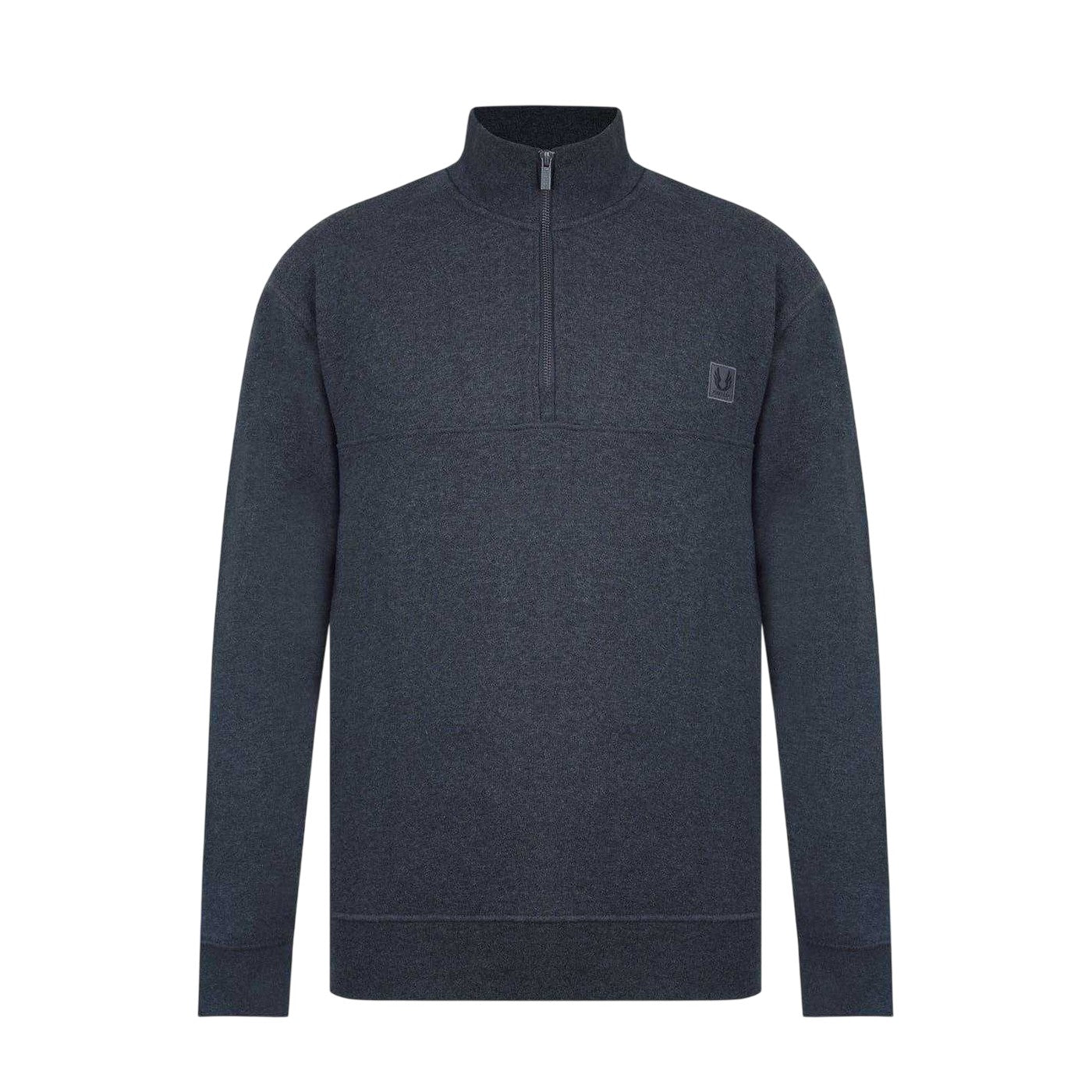 Charcoal Marl - Front - Firetrap Mens Zip Neck Long-Sleeved Sweatshirt