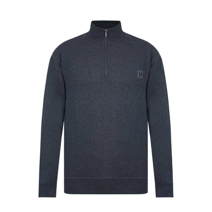 Charcoal Marl - Front - Firetrap Mens Zip Neck Long-Sleeved Sweatshirt