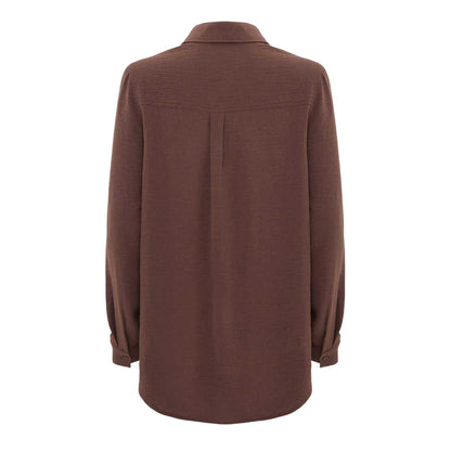 Brown - Back - I Saw It First Womens-Ladies Crepe Shirt