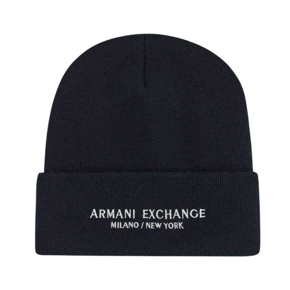 Navy - Front - Armani Exchange Mens Lettering Beanie