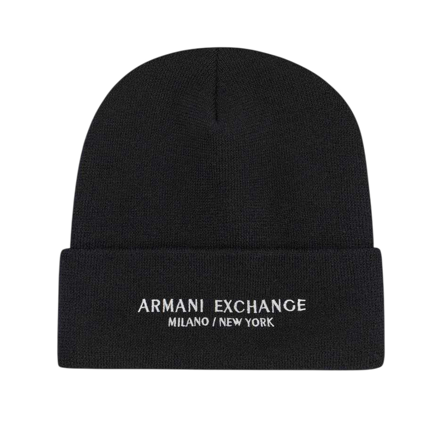 Black - Front - Armani Exchange Mens Lettering Beanie