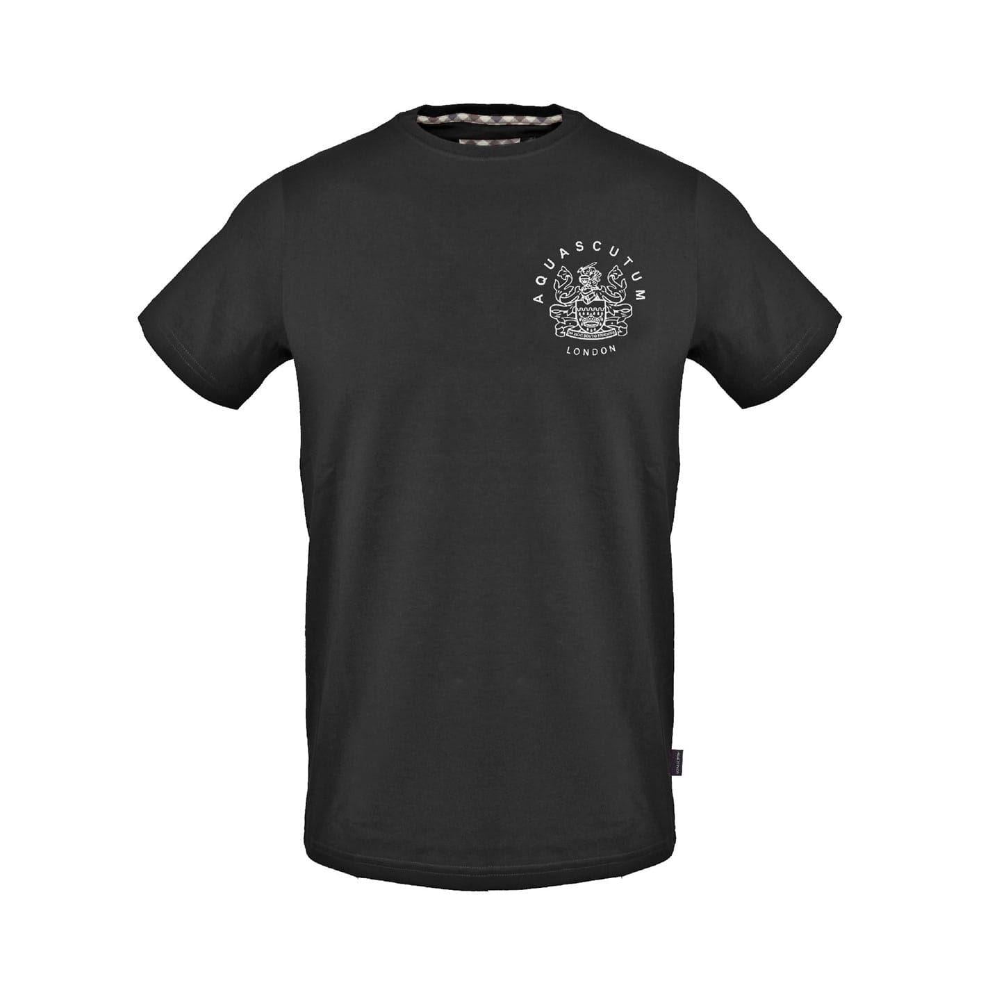 Black - Front - Aquascutum Unisex Adult London Crew Neck Regular T-Shirt