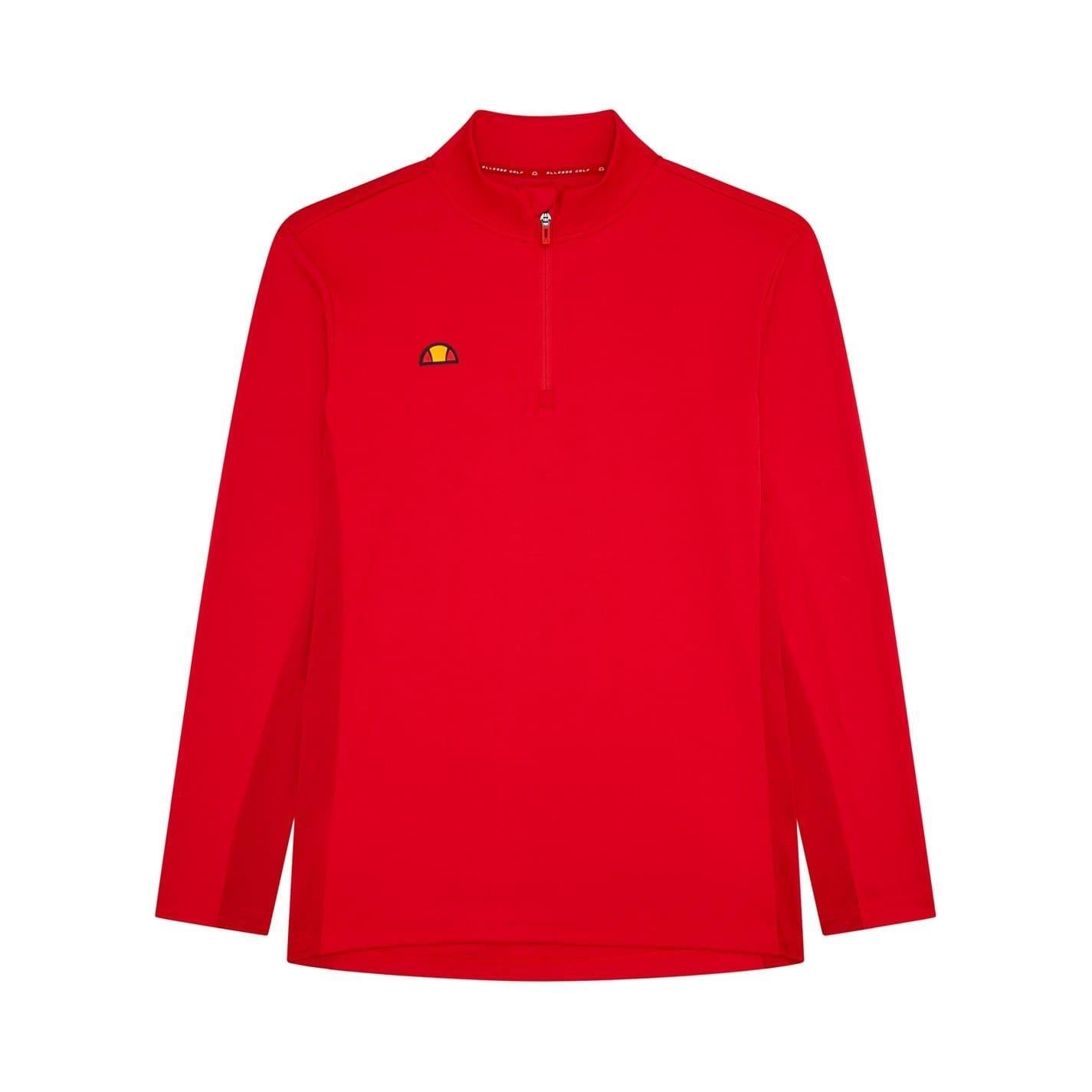 Red - Front - Ellesse Mens Zip Neck Long-Sleeved Golf Sweatshirt