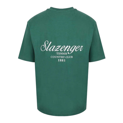 Green - Back - Slazenger Mens Embroidered Oversized Tennis T-Shirt