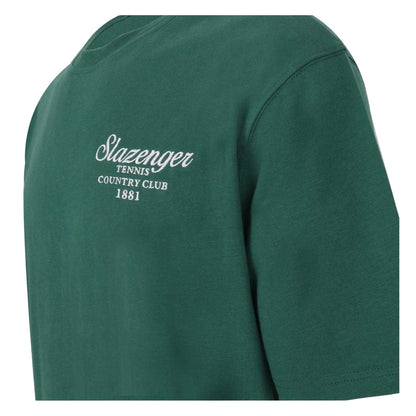 Green - Side - Slazenger Mens Embroidered Oversized Tennis T-Shirt