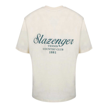 White - Back - Slazenger Mens Embroidered Oversized Tennis T-Shirt