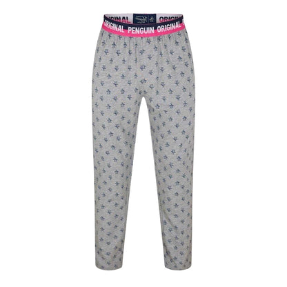 Grey - Front - Original Penguin Mens Pete All-Over Print Lounge Pants