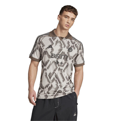 Light Brown - Side - Adidas Mens FC Barcelona Jersey Polo Shirt