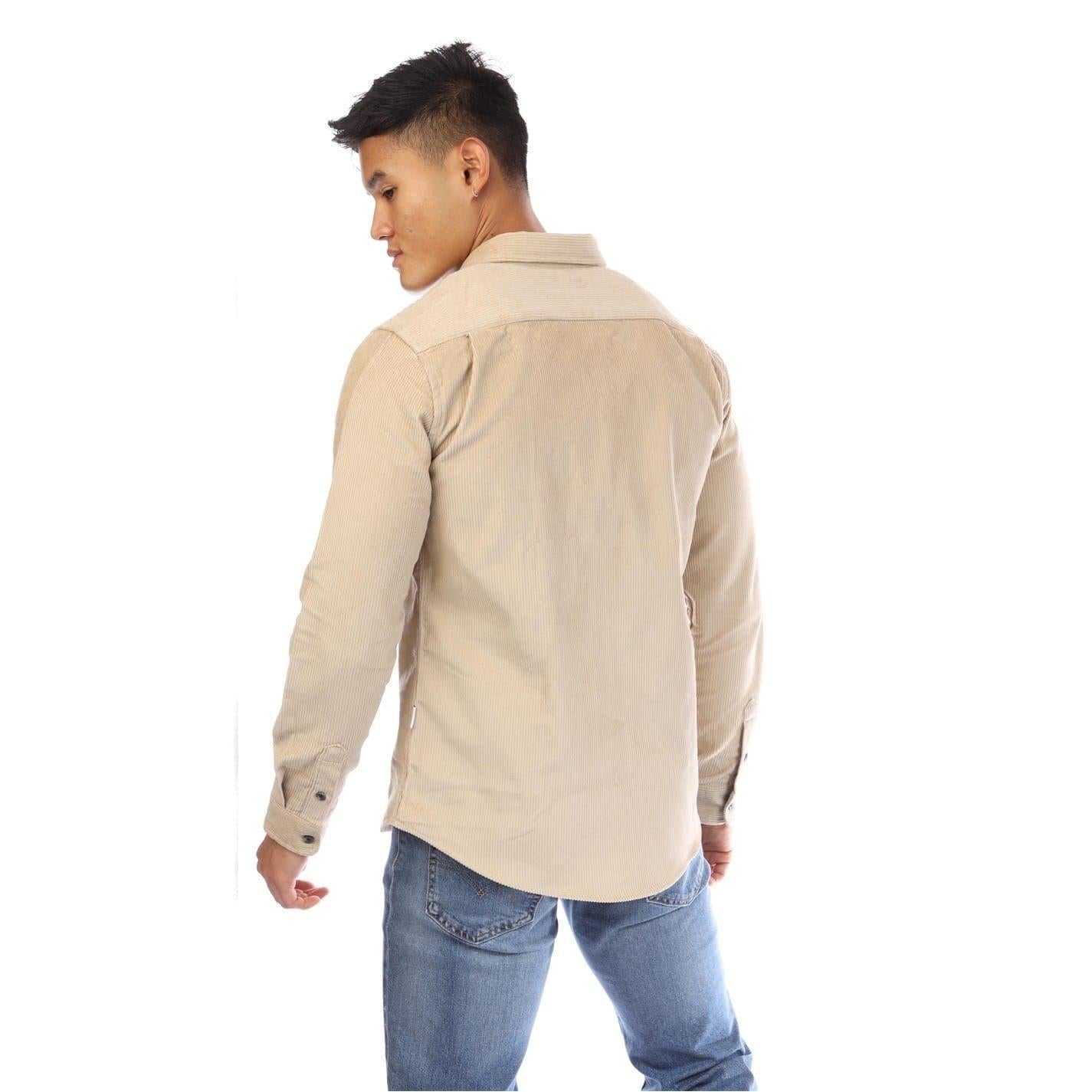 Sand Brown - Back - Peter Werth Mens Bexley Corduroy Long-Sleeved Shirt