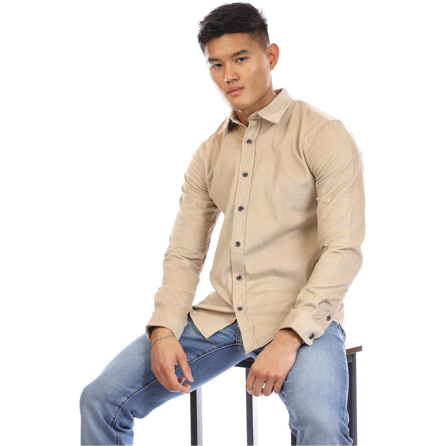 Sand Brown - Lifestyle - Peter Werth Mens Bexley Corduroy Long-Sleeved Shirt