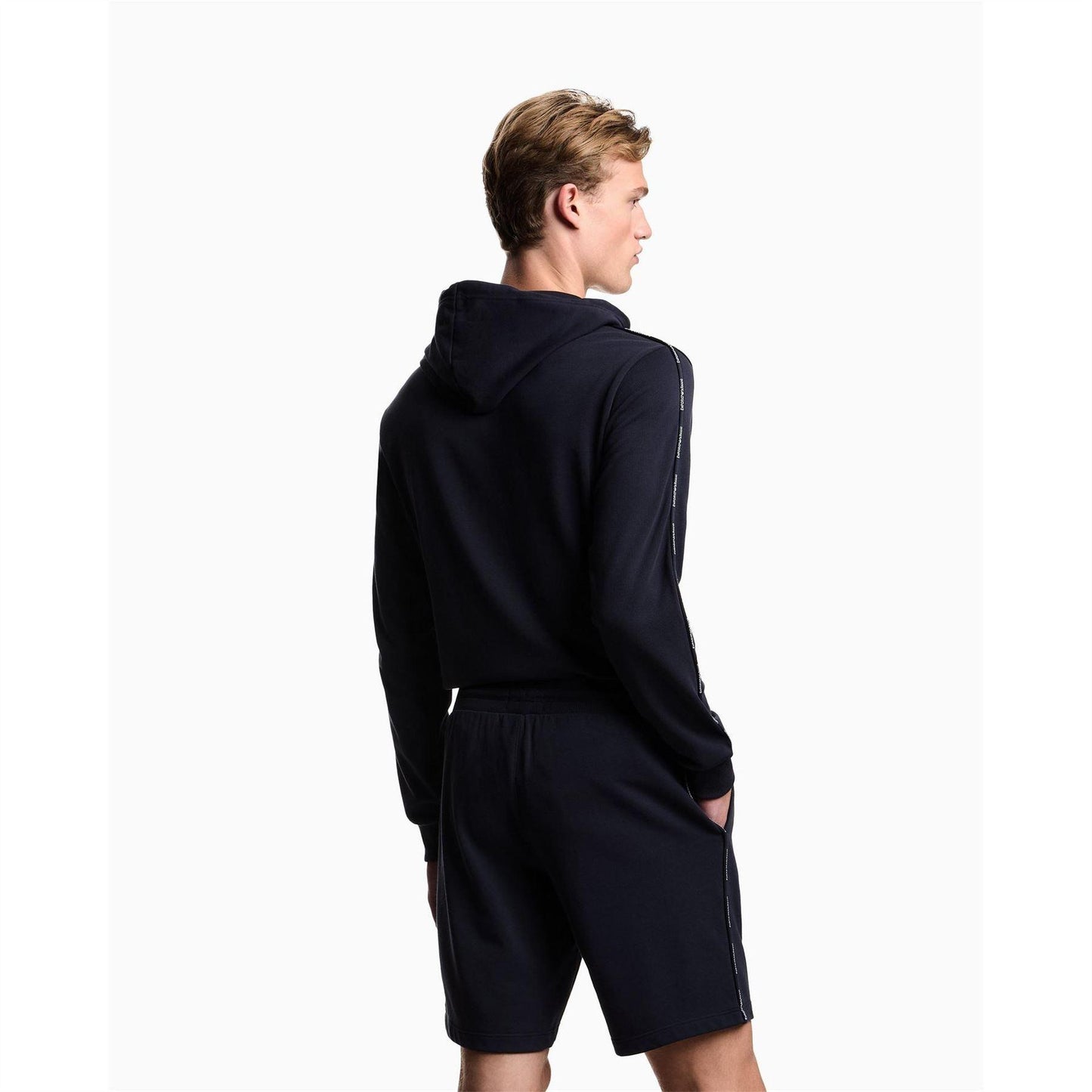 Navy - Side - Emporio Armani EA7 Mens Tapered Shorts