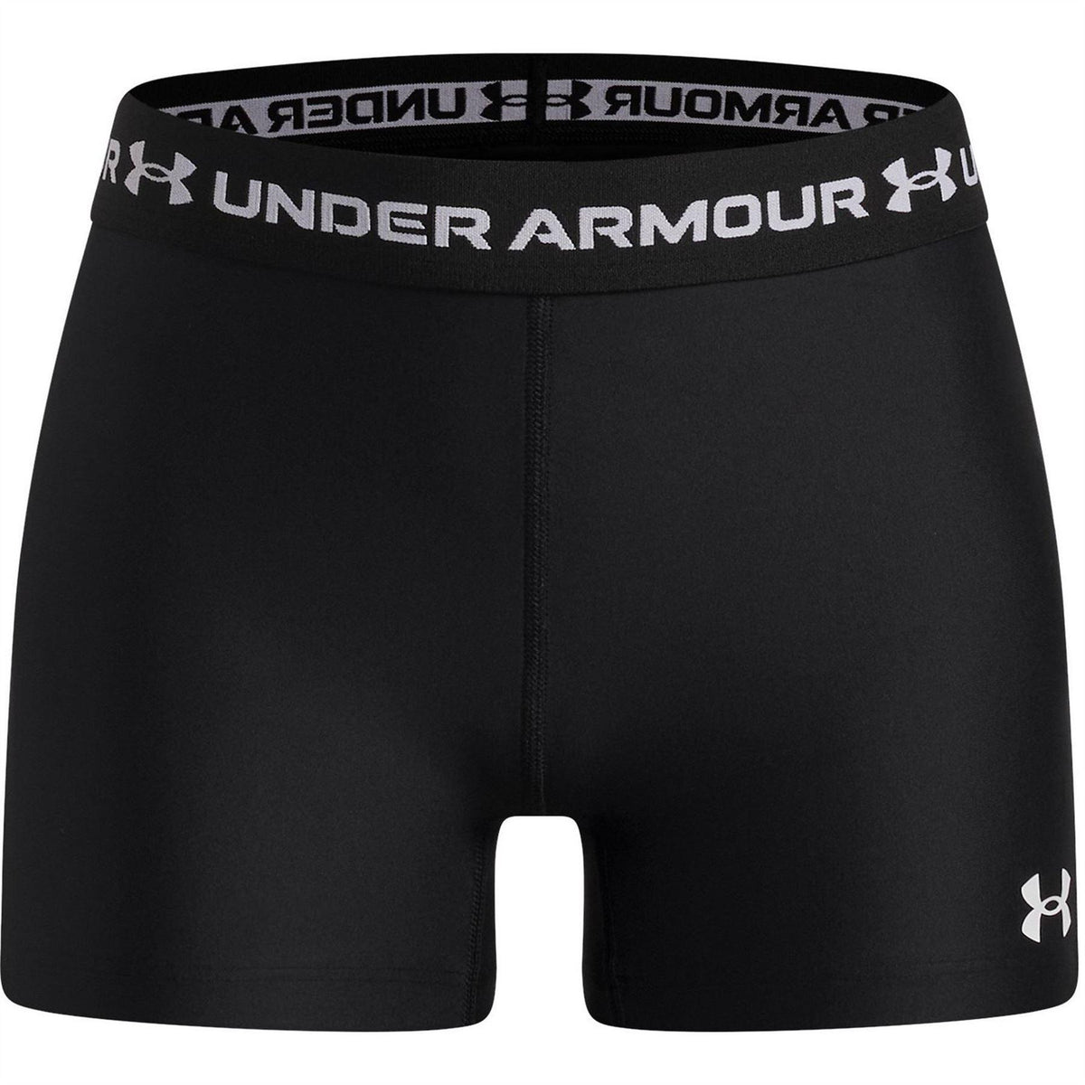 Black-White - Front - Under Armour Girls HeatGear Workout Compression Shorts