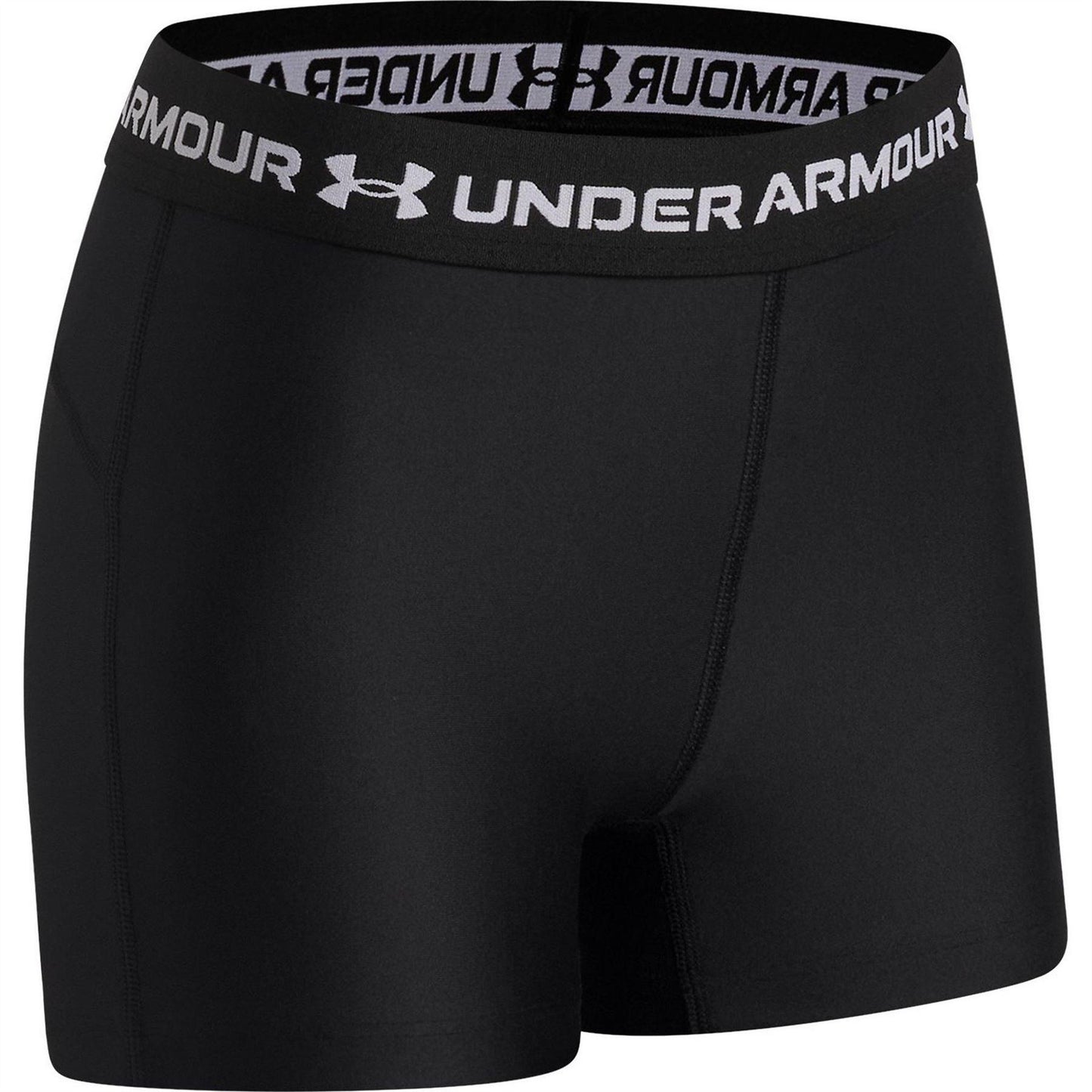 Black-White - Side - Under Armour Girls HeatGear Workout Compression Shorts