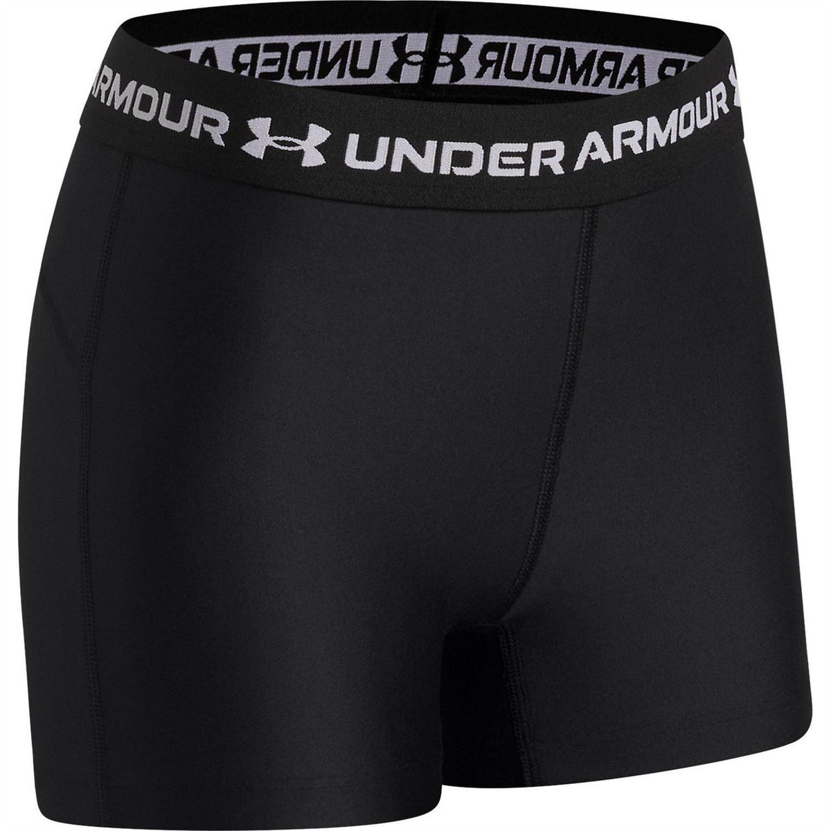 Black-White - Side - Under Armour Girls HeatGear Workout Compression Shorts