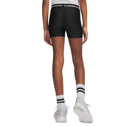 Black-White - Pack Shot - Under Armour Girls HeatGear Workout Compression Shorts