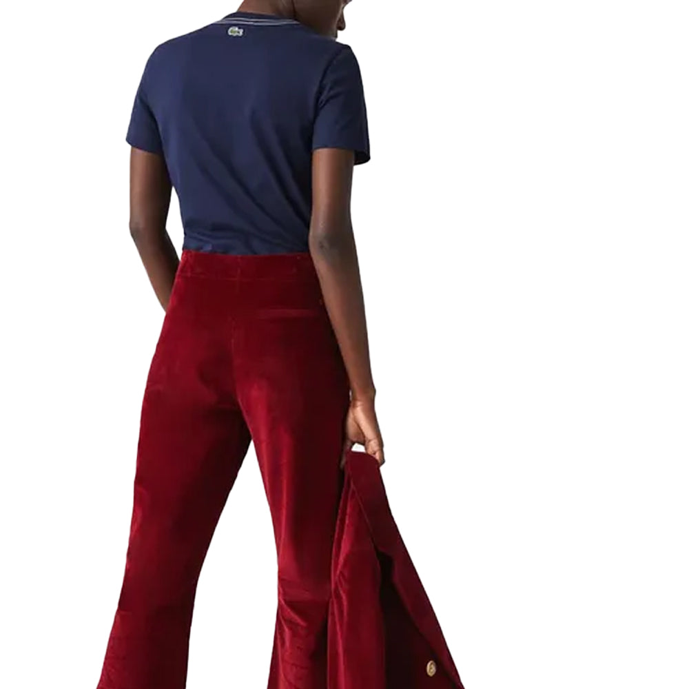 Blue - Back - Lacoste Womens-Ladies Embroidered Cotton Crew Neck T-Shirt