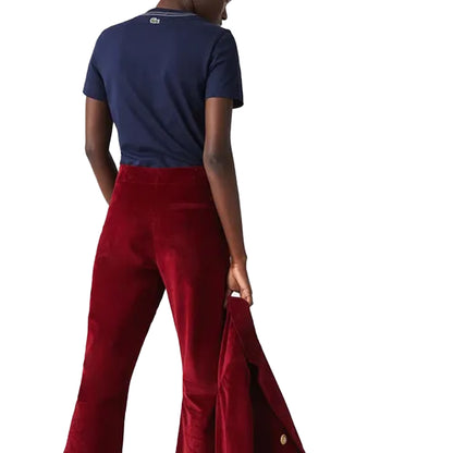 Blue - Back - Lacoste Womens-Ladies Embroidered Cotton Crew Neck T-Shirt